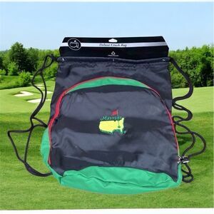 NWT New Masters Golf Tournament 2012 Nylon Black Backpack/Deluxe Cinch Bag.